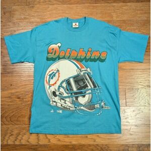 Vintage 1994 Miami Dolphins Big Helmet T-shirt By Riddell XXL 24x32 NFL Sgl Stch
